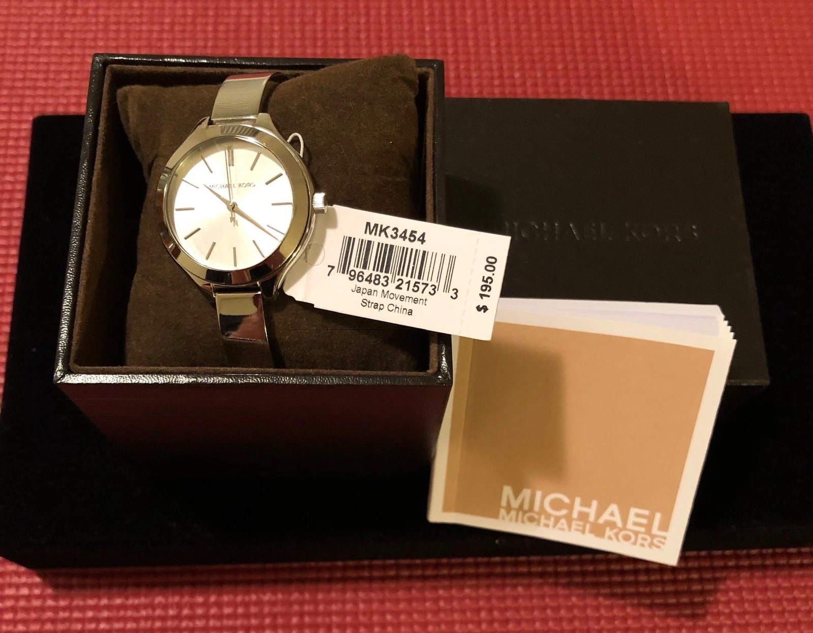 Orologio MICHAEL KORS donna tono argento bracciale passerella sottile MK3454 con etichette e scatola