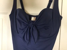 Sunseeker Blue Swimsuit Corset, Side Lace-Up Cut Outs One Piece Pinup Size 10