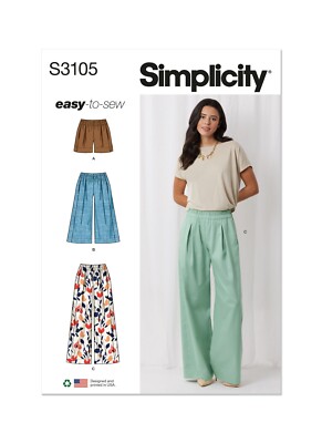 SIMPLICITY 3105 HOSE SHORTS fehlt Schnittmuster Größen XS-XXL 4-26 Geschicklichkeit EINFACH