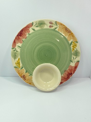 Meadows by Patton Floral Pottery Tray & Bowl Set 13" Serving Dish Discontinued - Picture 2 of 23