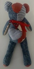 Teddy Bear Plush Soft Toy USA Flag July Fourth 4th Heart Red White Blue Jean