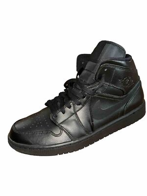 Nike Air Jordan 1 Mid Mens Size 13 Sneakers Triple Black Shoes