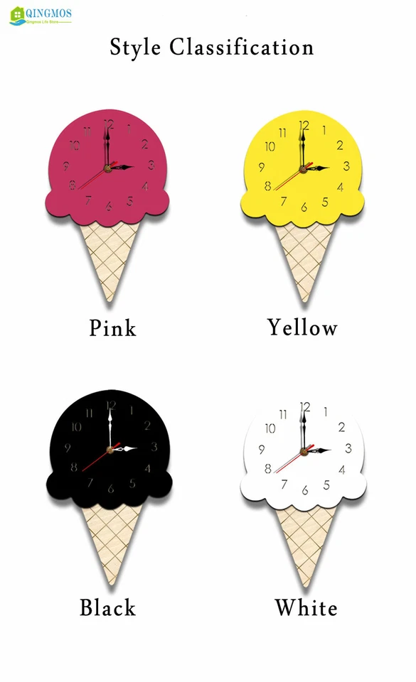 Moddrn Design Ice Cream Wall Clock Acrylic Watch Decor Living Room Quartz Needle - Image 2 of 4