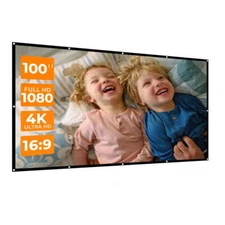 VANKYO 100'' Projector Screen 16:9 HD Foldable Movie Screen for Home Theater