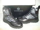 100% AUTHENTIC NEW MEN VERSACE GREGA PRINT MIX BLACK LEATHER BOOTS EU 45/ US 12 — photo 3