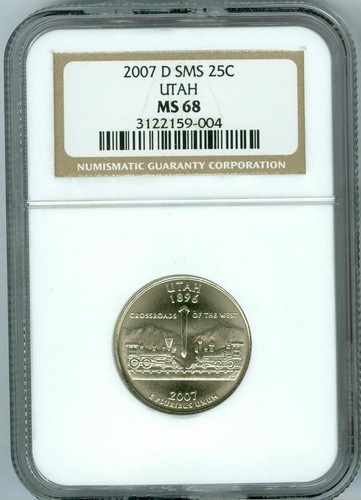 2007 D UTAH QUARTER NGC MS68 SMS 2ND FINEST REGISTRY RARE * - Picture 1 of 2