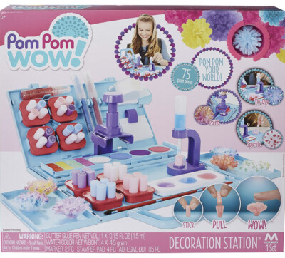 Pom Pom Wow! Decoration Station Makes 75 Pom Poms ''Stick-Pull-Wow'' Maya Toys NEW