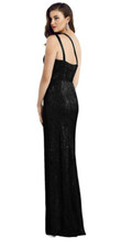 Dessy Collection 12 Soho One Shoulder Metallic Gown Maxi Dress Black 3064 NWT