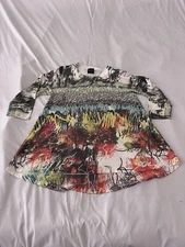 Inoah Top Women Size Xs Art To Wear Colorful Knit Shirt Abstract 328