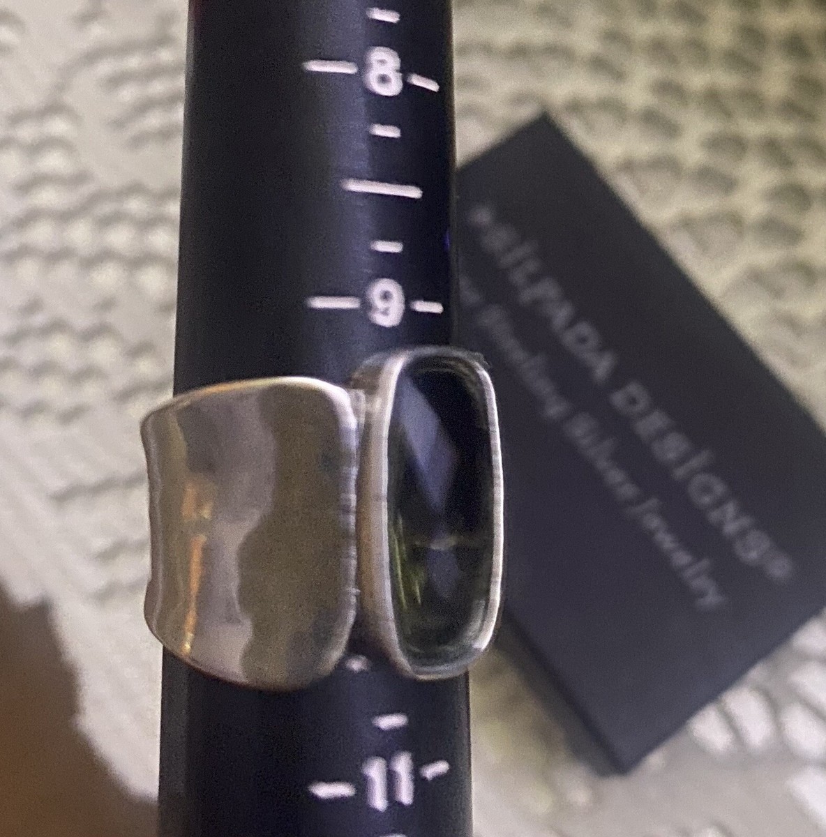 Silpada Sterling Silver 'Zircon Token' Ring With Dark Green Cubic Zirconia - Hammered Band - View #8