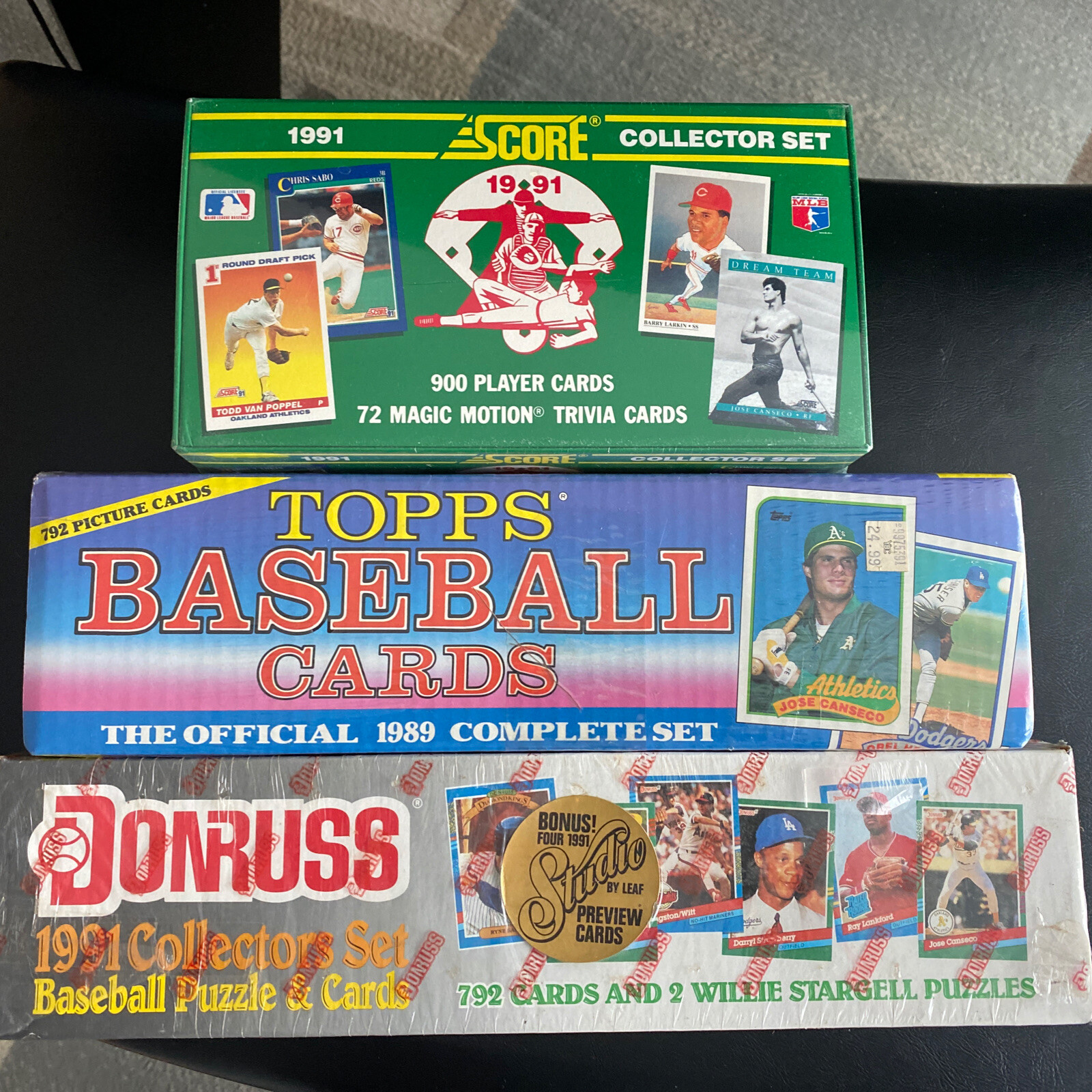 Lot of Factory Sealed Baseball Card Sets Score 1991, Topps 1989