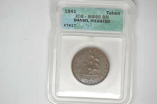 1841 Hard Times Token- Daniel Webster- ICG MS-60 BN.  Nice!
