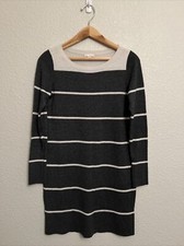 NEW GAP Black Cream Sweater Tunic Dress Sheath Shift Stretch Academia Lagenlook