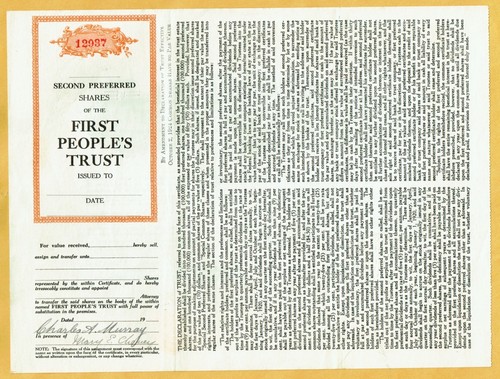 1920s FIRST PEOPLE'S TRUST BOSTON MA. 3 TYPES OF STOCK CERTIFICATES - Picture 4 of 6