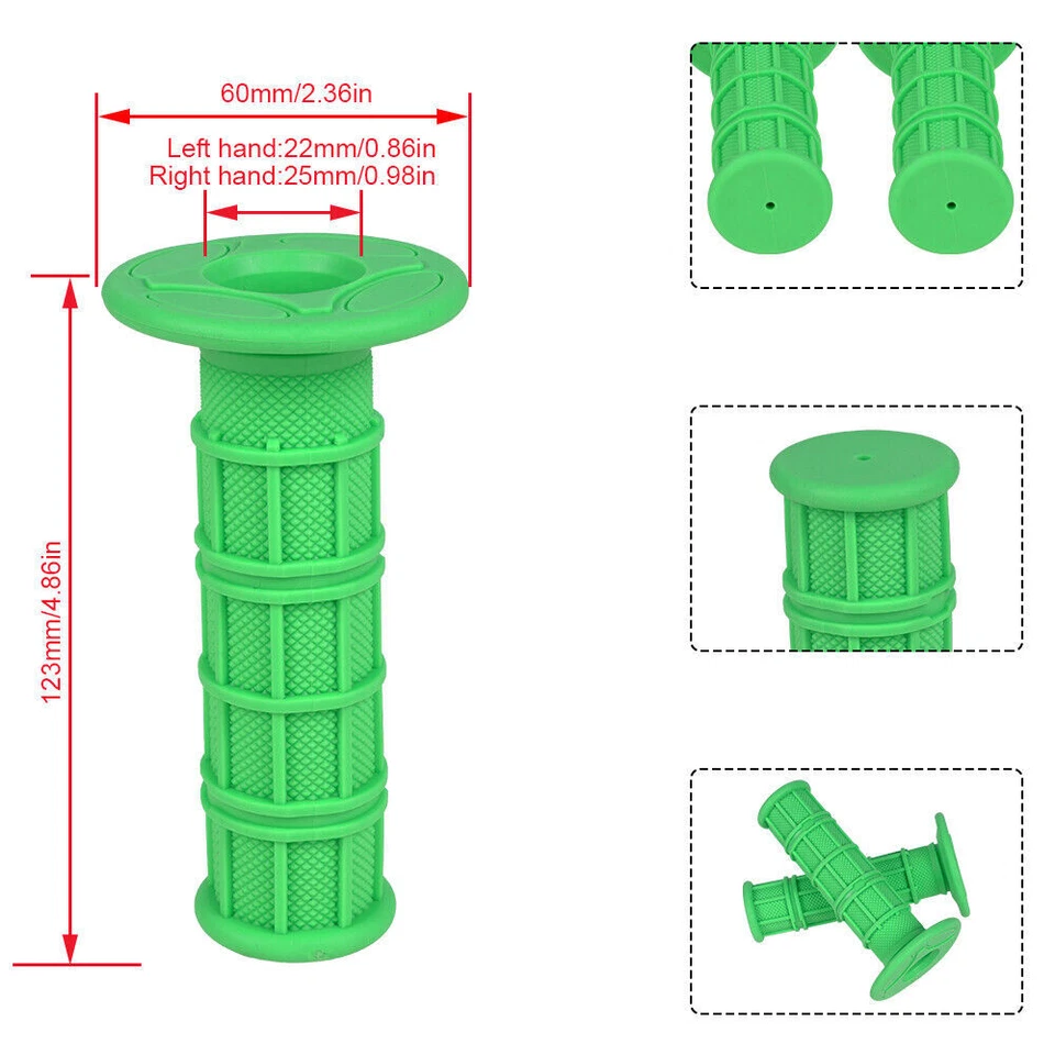 Green 7/8" 22mm 1" 25mm Handle Grips For Kawasaki Benelli MV Agusta / Dirt Bikes - Изображение 2 из 4