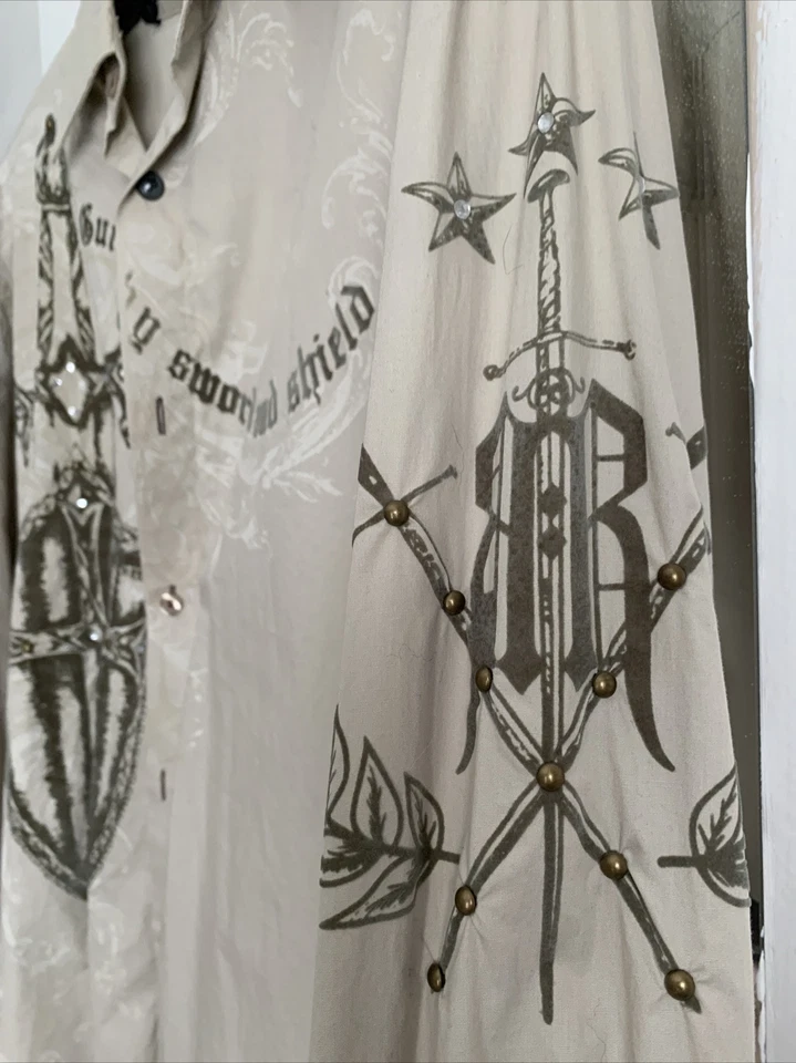 Camisa Roar Signature Para Hombre Mediana Abotonada Bordada Envejecida Manga Larga Foto 4 de 4