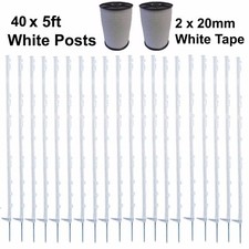 40 X BIANCHI 5 PIEDI 400m 20MM NASTRO POLITASTRO Elettrico Recinzione Recinzione Cavallo Paddock
