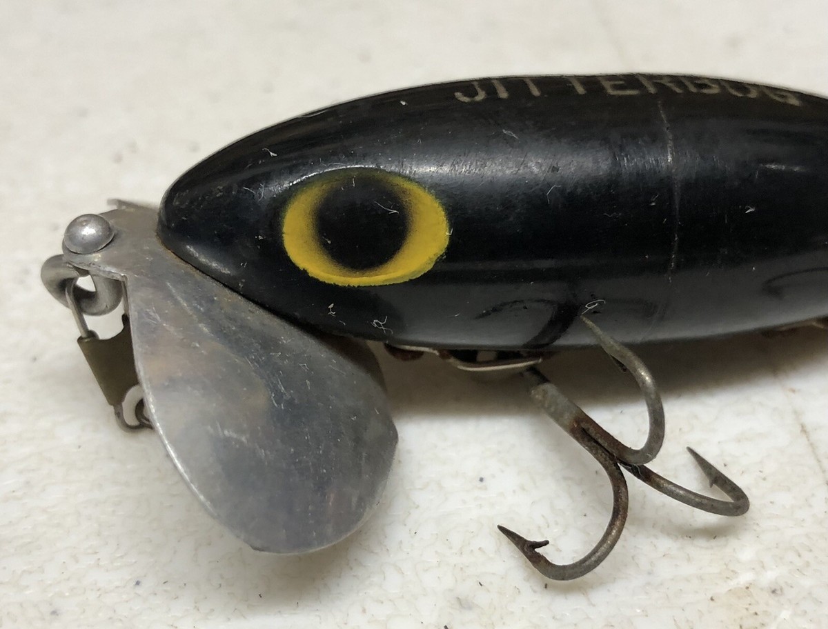 Leurre De Surface Vintage Jitterbug Fred Arbogast – Noir – Corps 2 1/2 Pouces – Pêche