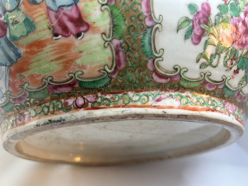 19th Century Chinese Porcelain Rose Medallion Punch Bowl, Ormulu Bronze Mount - Picture 9 of 12