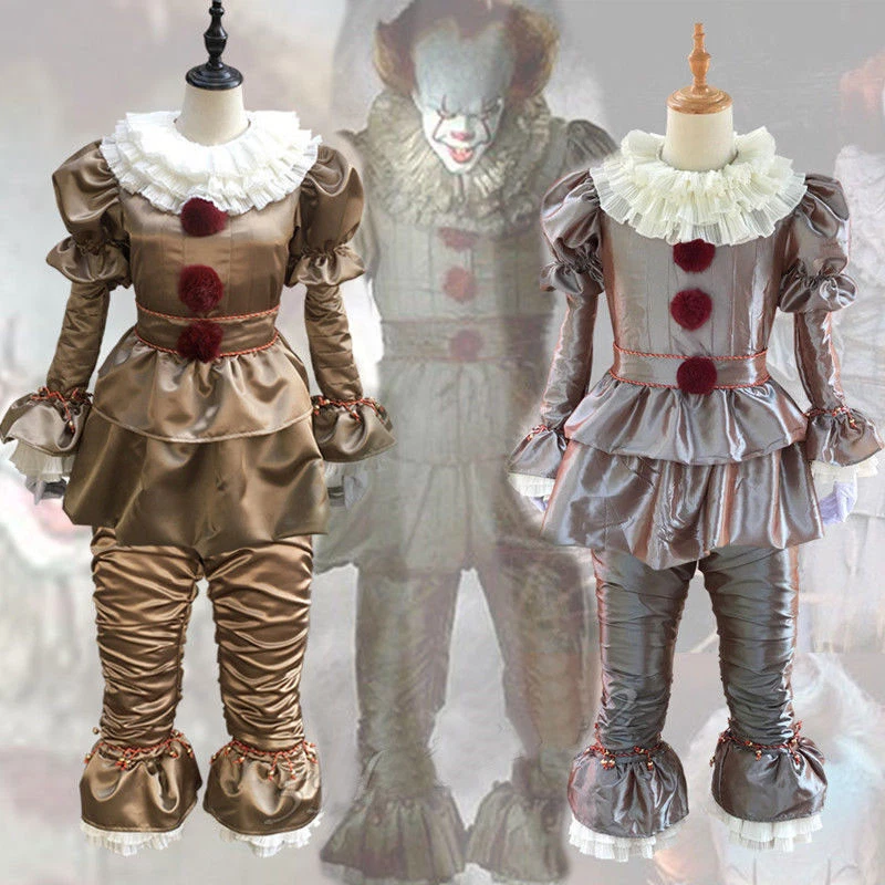 Halloween Hombres Niños Stephen King's It Pennywise Payaso Juegos con disfraces Joker Disfraz Traje Foto 3 de 4