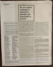 THE TIMES ADVERTISEMENT ANTI-MARIJUANA LAWS 1967 Bill Graham Era Poster Beatles 