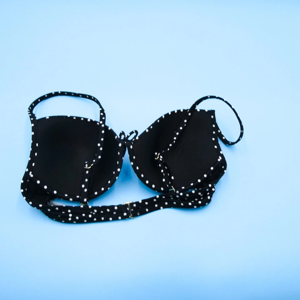 Bikini Top Victorias Secret 32D Negro Lunares Con Aros Corbata Acolchada Traje de Baño Foto 4 de 4