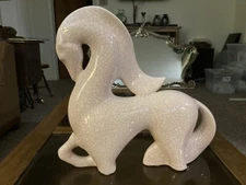 Vintage JARU Pottery Light  PINK Horse Figure Figurine * SIGNED