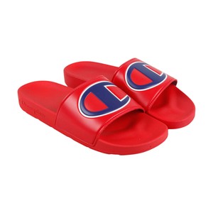red slip on sandals
