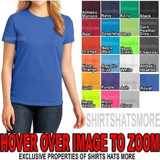 Womens Plain Basic Crew Neck T-Shirt Ladies Cotton Feminine Fit Top XS S M L XL