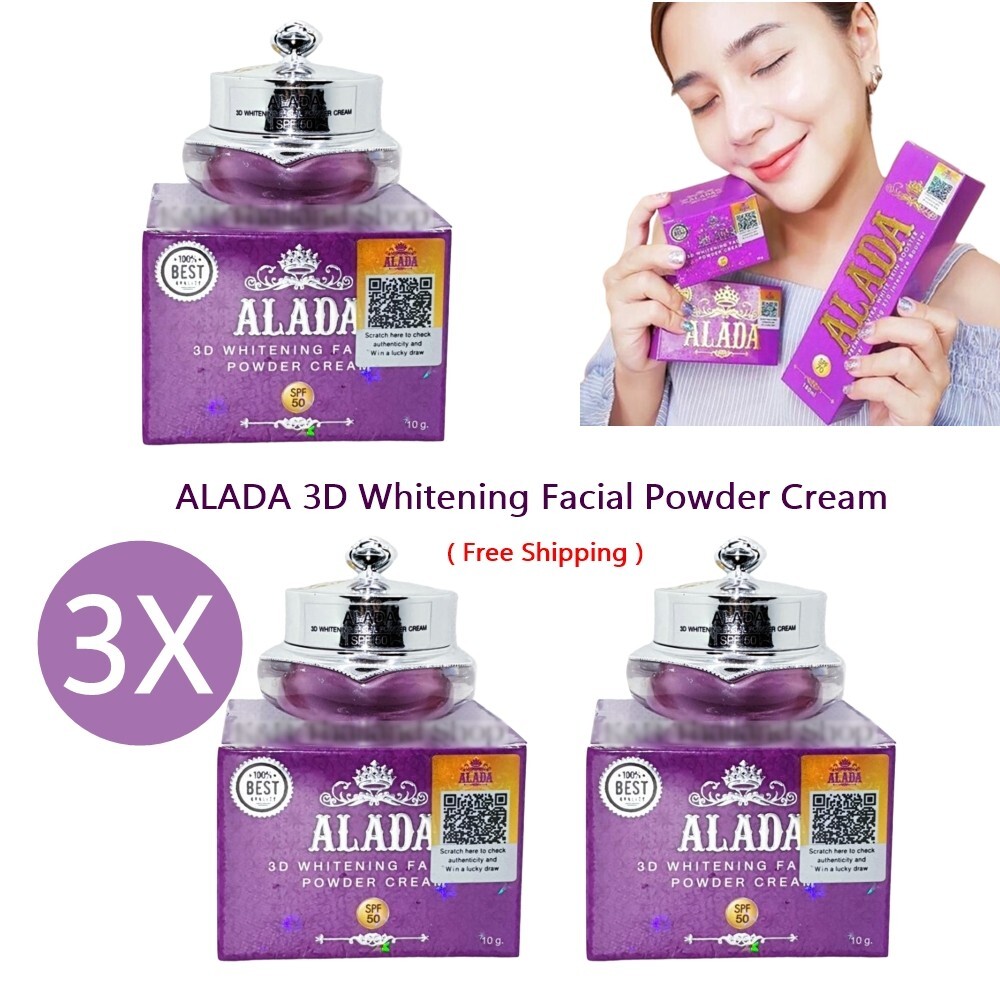 3X ALADA 3D Whitening Facial Powder Cream QR Code Booster Skin