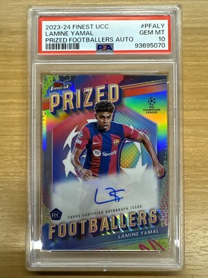 2023-24 Topps Finest Lamine Yamal Prized Footballers Auto PSA 10 
