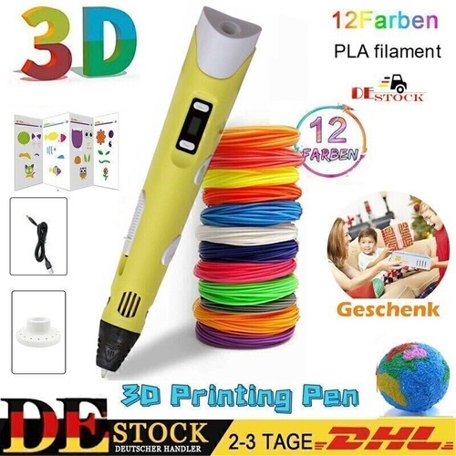 3D STIFTE SET 3D DRUCK STIFT 3D PEN MIT 12 FARBEN PLA FILAMENT FÜR KINDER DIY