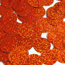 1" / 24mm Round Flat Sequins Dark Orange Hologram Glitter Sparkle Made in USA