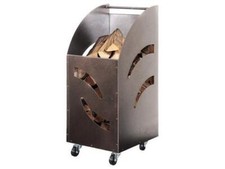 PORTALEGNA A CARRELLO TANK PER CAMINO FERRO BATTUTO CM.32X42XH80