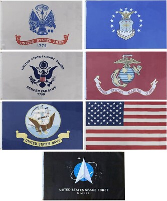 3X5 USA & United States ARMED FORCE 7 Flag Set 150D Nylon LICENSED (BOXED)