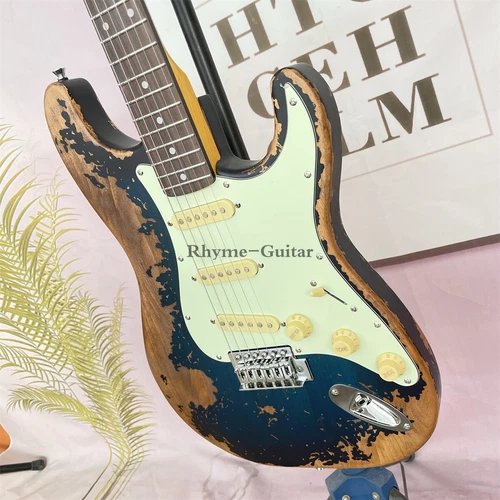 Vintage Custom '60s ST Electric Guitar Heavy Relic Alder Body Desert Sunset Blue