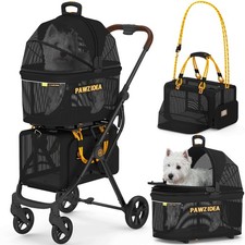 Double Pet Stroller with 2 Detachable Carriers, TSA Approved Expandable Cat C...