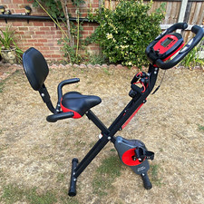YYFITT Foldable Upright Exercise Bike Adjustable Resistance LCD Black/Red