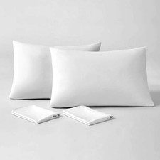 Queen Size Luxury Goose Feather down Pillows for Side Back Sleepers 2PK