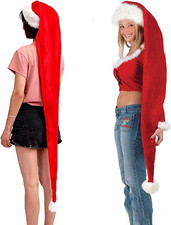 2PCS 5 Feet Super Long Christmas Santa Claus Hat Extra Large Santa Hat Christmas