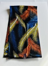 African Print Fabric, Ankara - Blue, Orange, Yellow Fabric