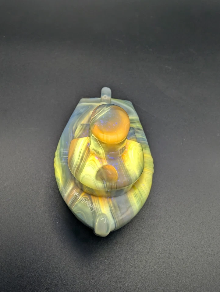 Vintage Boyd Glass Cadmium Confetti Slag Teddy Tugboat UV Reactive EUC - Image 4 of 4