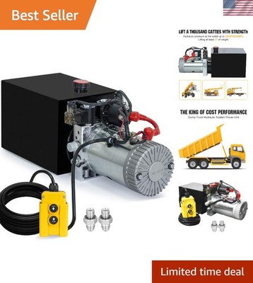 4 Quart 12V Electric Hydraulic Pump - Dual Action Power-Up for Dump Truck