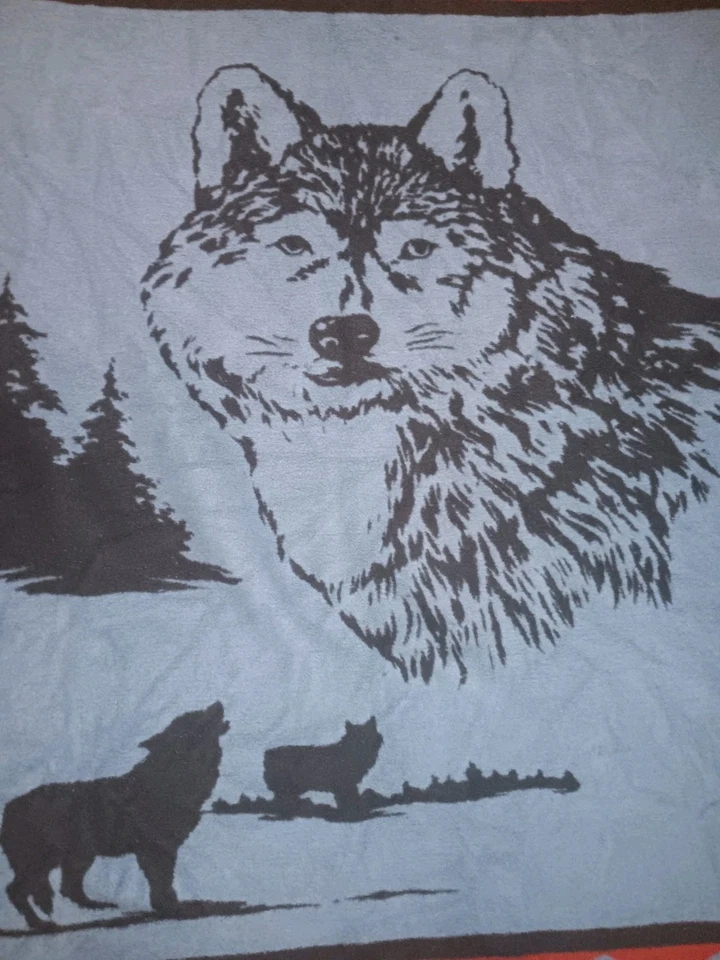 Manta de lobo reversible de colección borde azteca suroeste lana pesada tiro 70,5x61 Foto 3 de 4