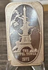VINTAGE 1973 USSC .999 FINE SILVER ART BAR - THE EIFFEL TOWER