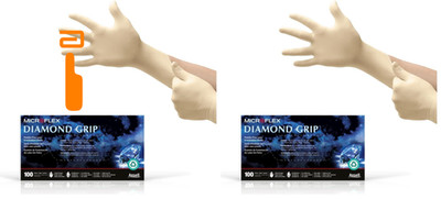 Ansell Microflex Diamond Grip MF-300 Disposable Large (Pack of 200), Natural