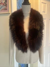 Vintage Fox Fur Scarf/ Collar Brown Reddish Full Lining  Unbranded