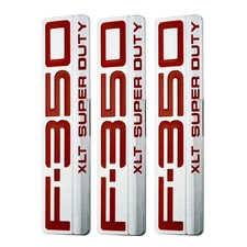 3Pc Side Fender Emblems 3D Red Chrome Badges Fits 05-07 F350/XLT SUPERDUTY