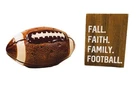 AGSD Fall Decor - Faith Family LED Lighted Ceramic Football Tier Tray 2pc