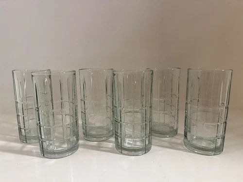REAL Vintage Anchor Hocking Manchester Tartan 16 oz. Tea Glasses (6) - Stamped